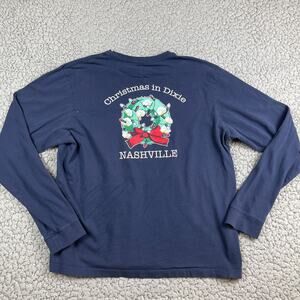 Vineyard Vines Long Sleeve Pocket Tee Shirt Mens M Blue Nashville Christmas 2013